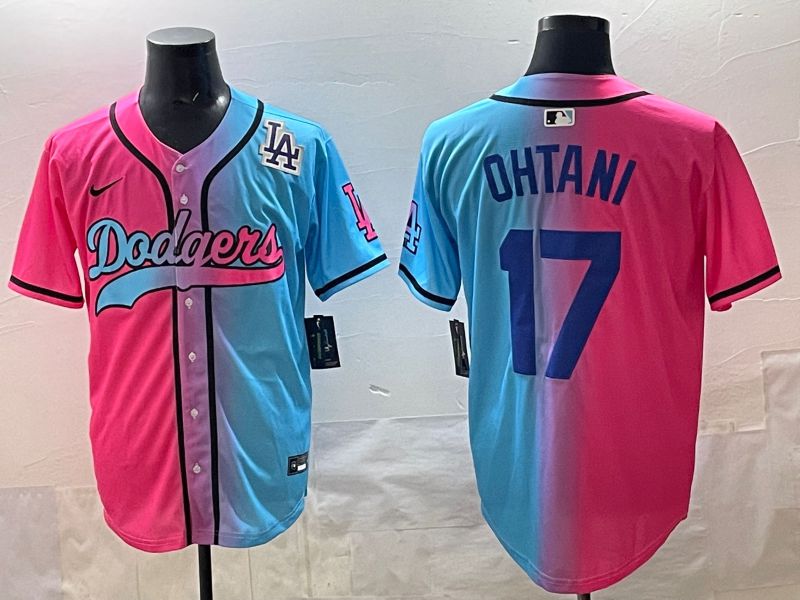 Men Los Angeles Dodgers 17 Ohtani Blue pink Game 2025 Nike MLB Jersey style 0019